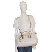 Prada off White Leather Bowler Handbag Calfskin Bauletto bag with long strap