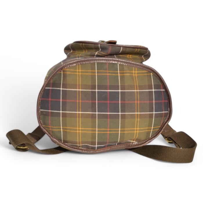 Barbour Green Brown Check Canvas Backpack Rucksack Unisex