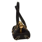 CELINE Triomphe Crocodile Embossed Satin Flip Lock Handbag Black Vintage