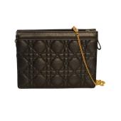 Christian Dior Caro Every Dior Pouch in Black Supple Cannage Calfskin with gold hardware