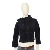 Burberry Black Quilted velour Cropped short Hooded Jacket Size M