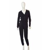 Karl Lagerfeld Black Jersey + Mesh Long Sleeve Overall Jumpsuit size S