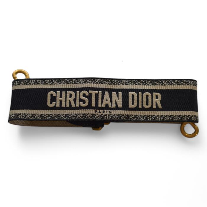 Christian Dior Paris Canvas Embroidered Shoulder Guitar Strap Black Embroidery