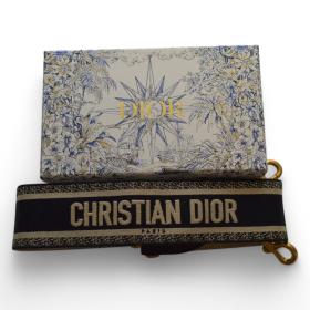 Christian Dior Paris Canvas Embroidered Shoulder Guitar Strap Black Embroidery