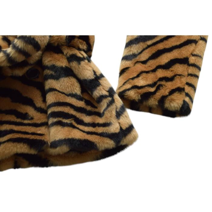 STAND STUDIO Tiffany Short Tiger Print Faux Fur Belted Jacket In Classic Tiger