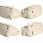 Prada off White Leather Bowler Handbag Calfskin Bauletto bag with long strap