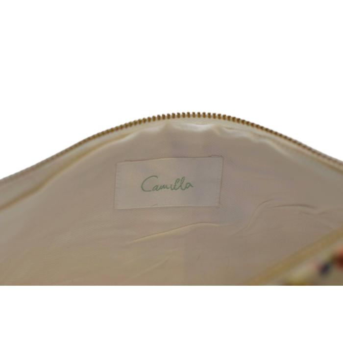 Camilla Multicolor Fabric Rhinestones Zip Opening w. Tassel Clutch Bag Handbag