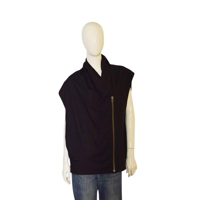 Helmut Lang Black Wool Zipper Closure Vest Long Top Size S