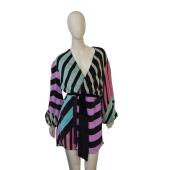 Retrofete Multicolor Fully Sequined Long Sleeves Short Mini Wrap Dress size S