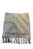 Roberto Cavalli Gray Hues Logo Acrylic Long Rectangle Scarf Foulard Wrap