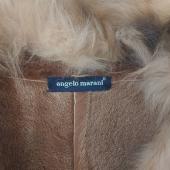 Angelo Marani Beige Shiny Shearling Det. Fur Collar Jacket Coat size 46