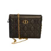 Christian Dior Caro Every Dior Pouch in Black Supple Cannage Calfskin with gold hardware