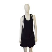 Black Silk Viscose & Crystals Open Back Sleeveless Mini Dress size 8