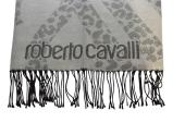 Roberto Cavalli Gray Hues Logo Acrylic Long Rectangle Scarf Foulard Wrap