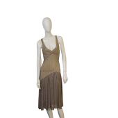 Zac Posen Bronze Gold Knit Sleeveless Pleated Skirt Knee dress size M