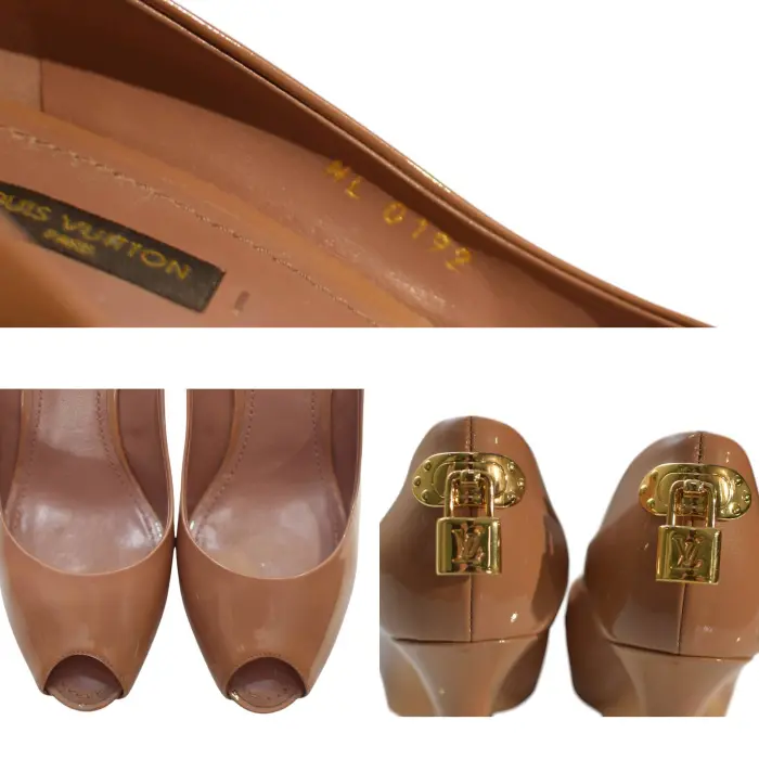 Louis Vuitton Nude Patent Leather Oh Really! Peep Toe Pumps size