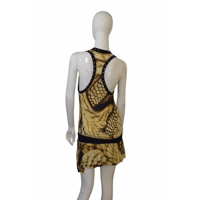 Just Cavalli Beachwear Yellow Black Snake Print Sleeveless Mini Dress size 46