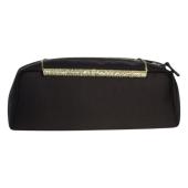 Gianni Versace Black Satin w. Crystals Chain Shoulder Bag Clutch Handbag Purse