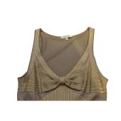 Zac Posen Bronze Gold Knit Sleeveless Pleated Skirt Knee dress size M