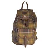 Barbour Green Brown Check Canvas Backpack Rucksack Unisex