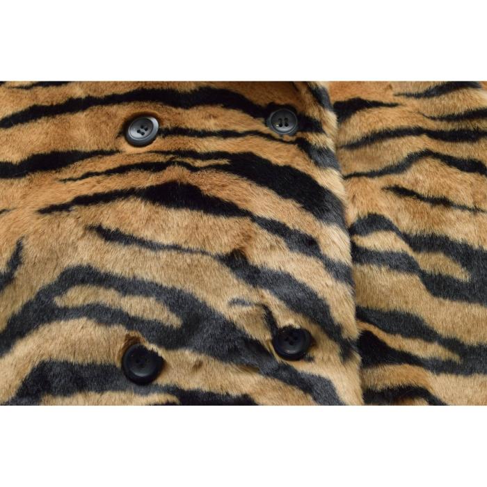 STAND STUDIO Tiffany Short Tiger Print Faux Fur Belted Jacket In Classic Tiger