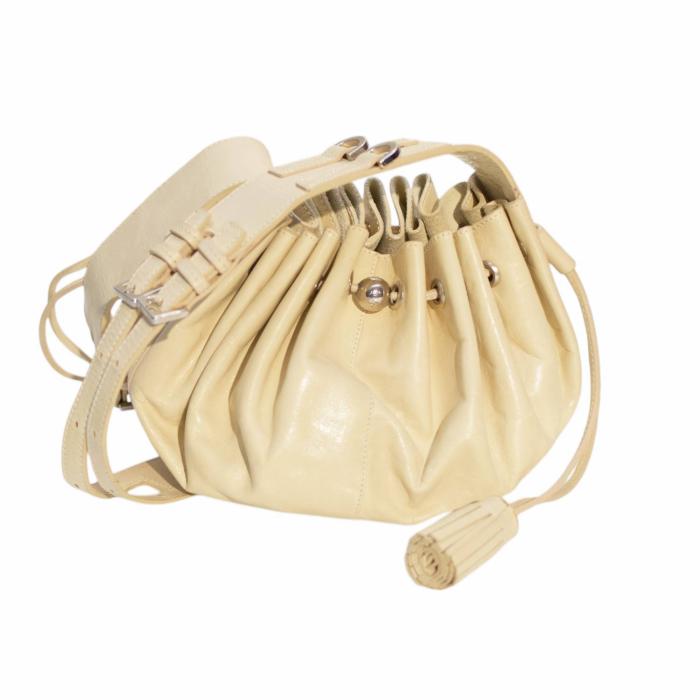 Givenchy Cream Leather Drawstring Small Pouch Bag Shoulder Handbag