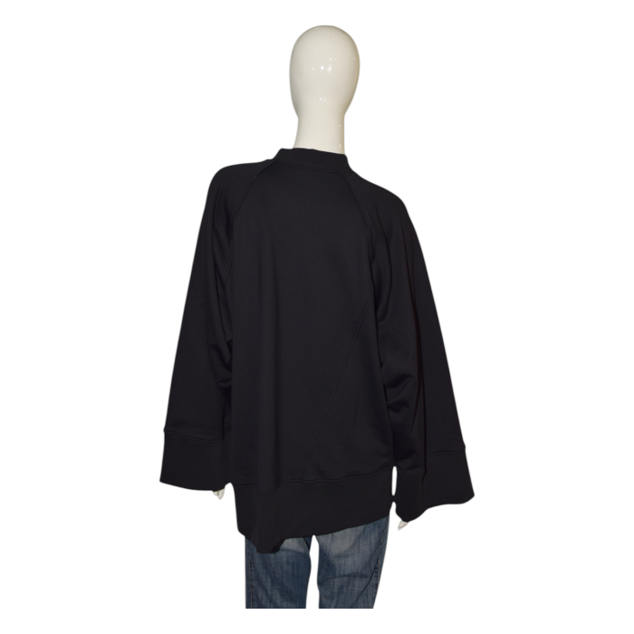 The Attico Black Asymmetric w. Fringes Oversize Casual Sweatshirt Top