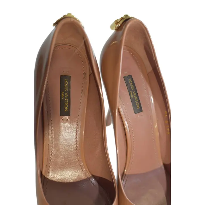 Louis Vuitton Nude Patent Leather Oh Really! Peep Toe Pumps size