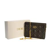 Christian Dior Caro Every Dior Pouch in Black Supple Cannage Calfskin with gold hardware