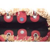 Emporio Armani Red & Beige Fringed Raffia Large Tote Crossbody bag Handbag