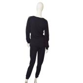 Karl Lagerfeld Black Jersey + Mesh Long Sleeve Overall Jumpsuit size S