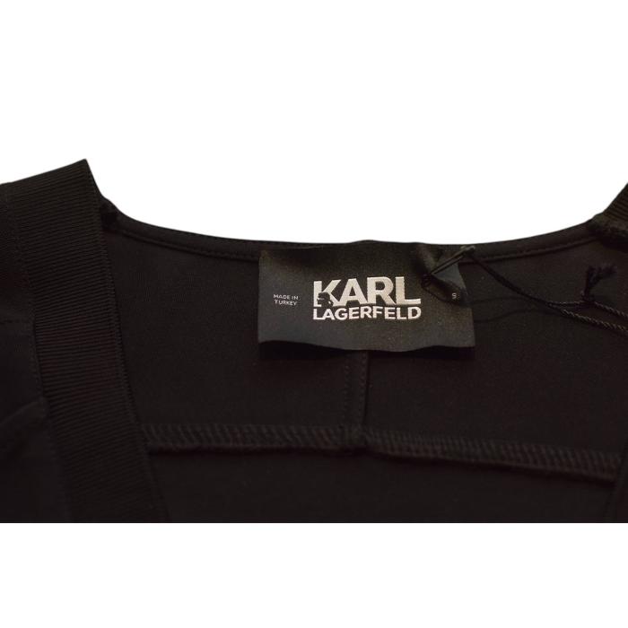 Karl Lagerfeld Black Jersey + Mesh Long Sleeve Overall Jumpsuit size S