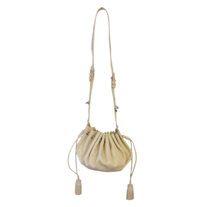 Givenchy Cream Leather Drawstring Small Pouch Bag Shoulder Handbag