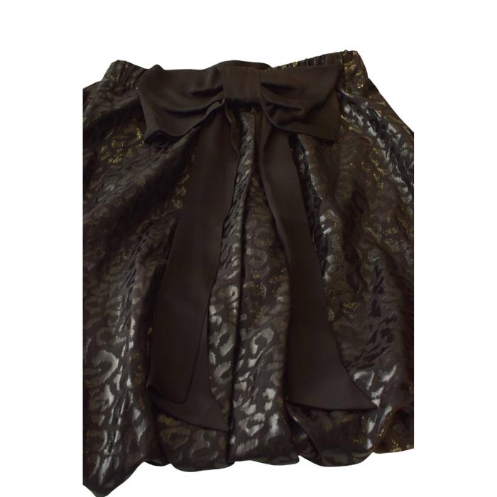 Jay Ahr Black Silk Bubble Hem Knee Length Bow Classy Evening Skirt size M