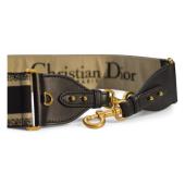 Christian Dior Paris Canvas Embroidered Shoulder Guitar Strap Black Embroidery