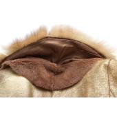 Angelo Marani Beige Shiny Shearling Det. Fur Collar Jacket Coat size 46