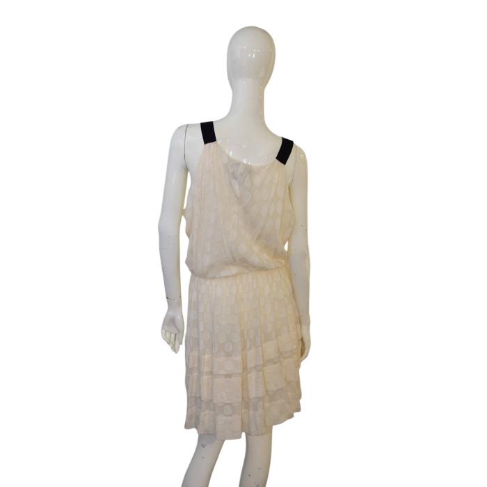 Derek Lam Ivory Silk Embroidered Sleeveless Ruffled Tiered Mini Dress size 40