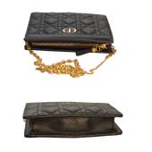 Christian Dior Caro Every Dior Pouch in Black Supple Cannage Calfskin with gold hardware