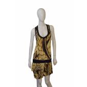 Just Cavalli Beachwear Yellow Black Snake Print Sleeveless Mini Dress size 46