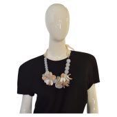 Parosh P.A.R.O.S.H. Beige Cream Clear Raisin Petals Beads Necklace