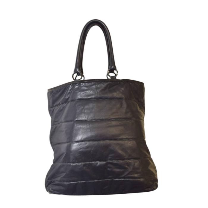Moncler A Porter Gray Leather Suede Tote Handbag Shoulder bag