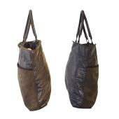 Moncler A Porter Gray Leather Suede Tote Handbag Shoulder bag