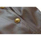 Burberry brown womans mid length leather jacket coat with gold hrdw US 6, IT 40