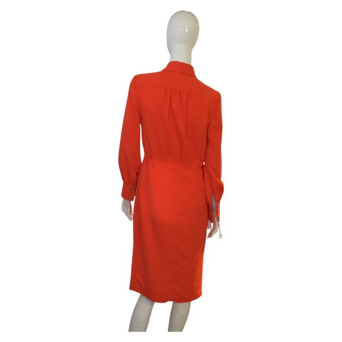 Altuzarra Red Long Sleeves Collar Wrap Look Knee Length Dress