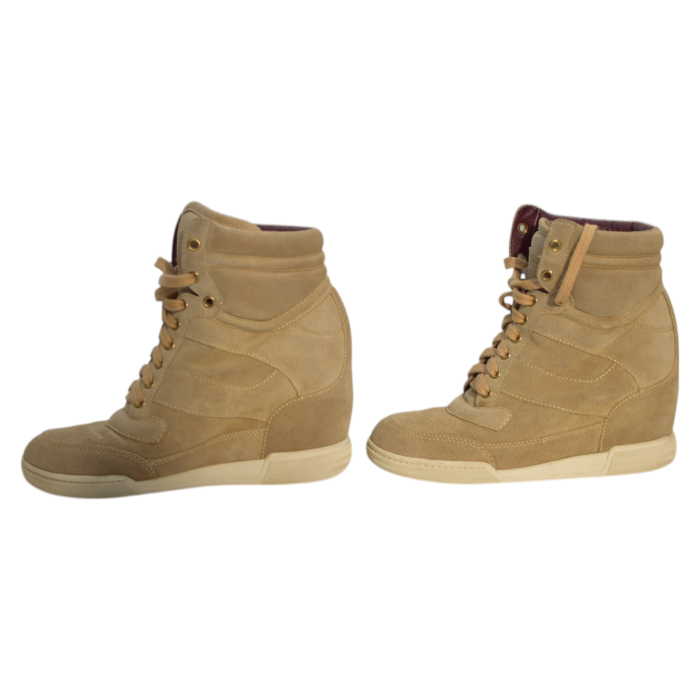 Marc Jacobs Beige Suede High-Top Sneakers Wedge Trainers Shoes size 37
