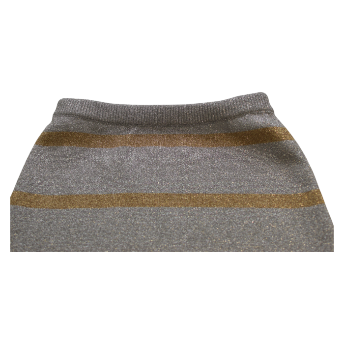 Paco Rabanne Metallic Gold Silver Knit Elastic Long Maxi Skirt size S