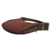 Fendi Red FF Zucca Fabric Black Leather Saddle Shoulder bag Handbag