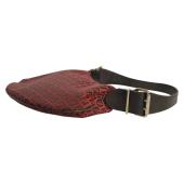 Fendi Red FF Zucca Fabric Black Leather Saddle Shoulder bag Handbag