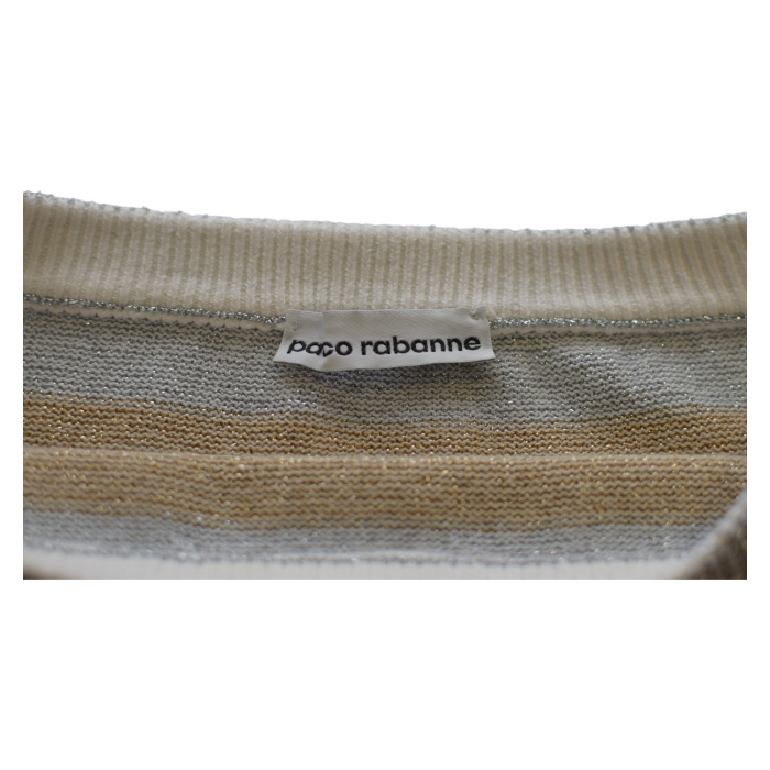 Paco Rabanne Metallic Gold Silver Knit Elastic Long Maxi Skirt size S