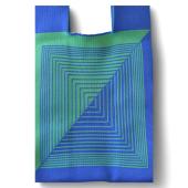 Blue Green Knit Geometric Pattern Small Pouch Grab Bag Handbag